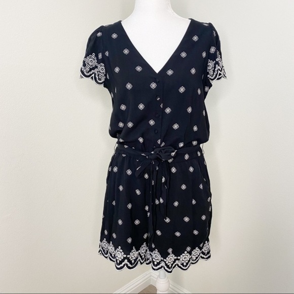 LOFT black embroidered romper - Picture 5 of 7